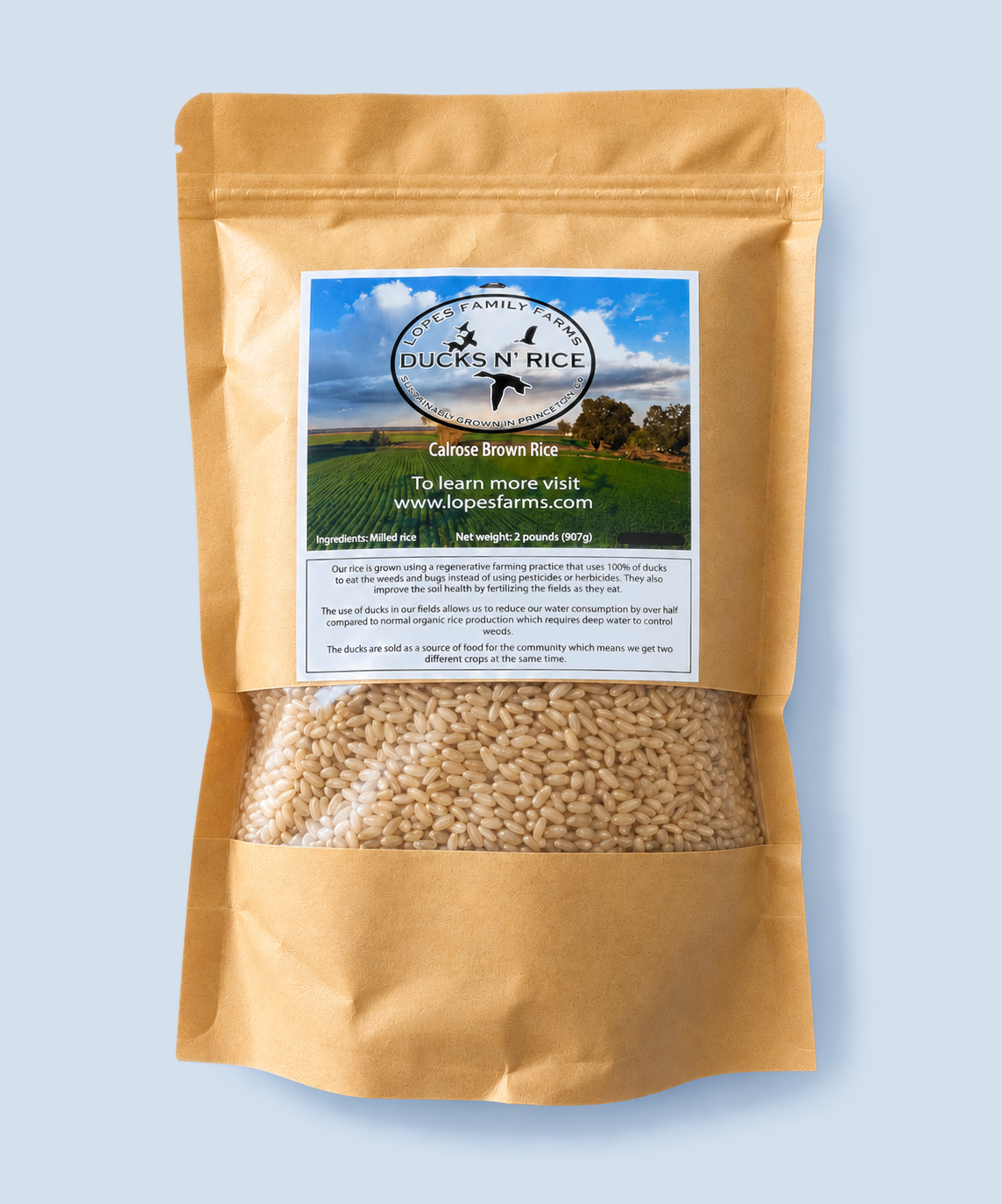 Ducks N’ Rice organic California Calrose rice from Lopes Family Farms