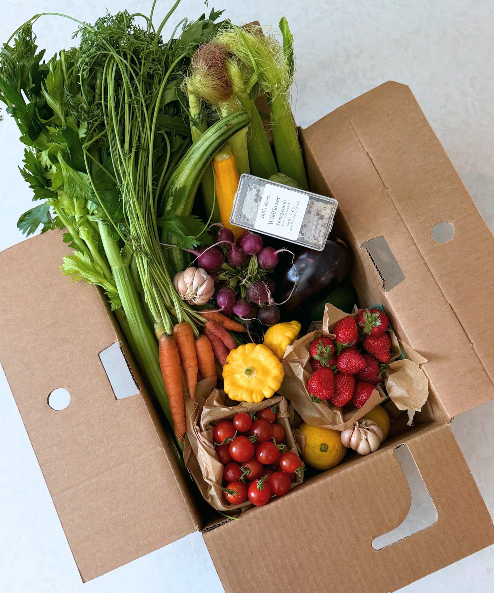Seasonal farm box with fresh produce delivered in Los Angeles
